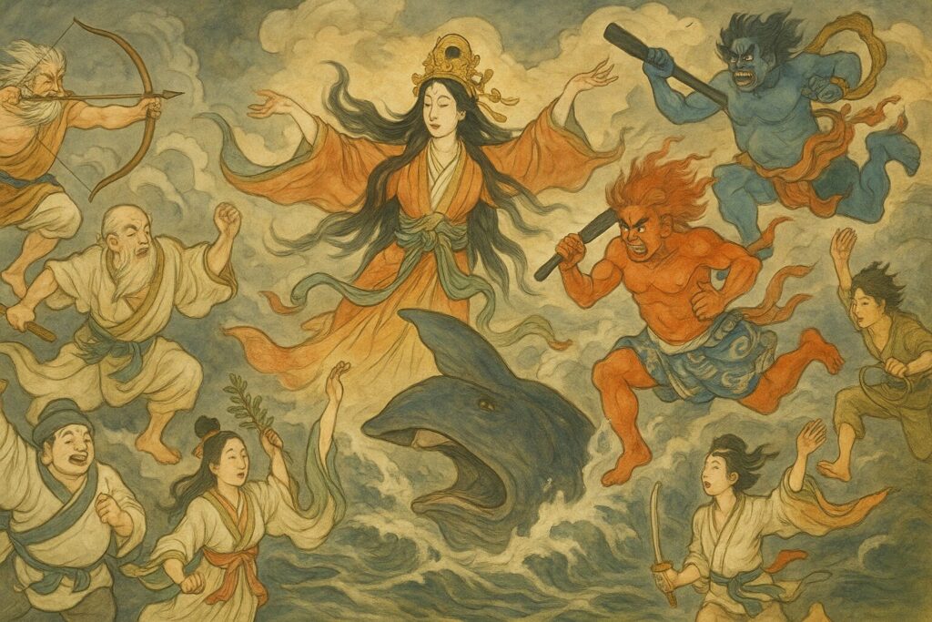 躍動する八百万の神々 日本神話風