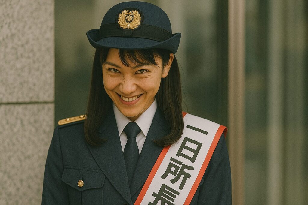 ニヤリと笑う1日所長のアイドル