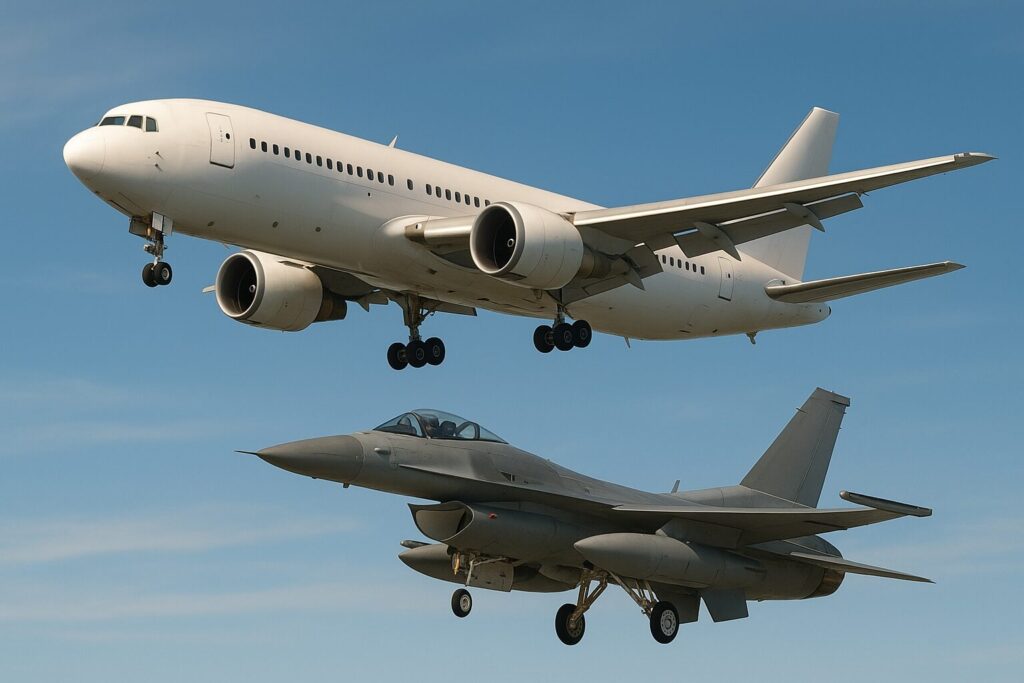 「旅客機と戦闘機」イメージ画像