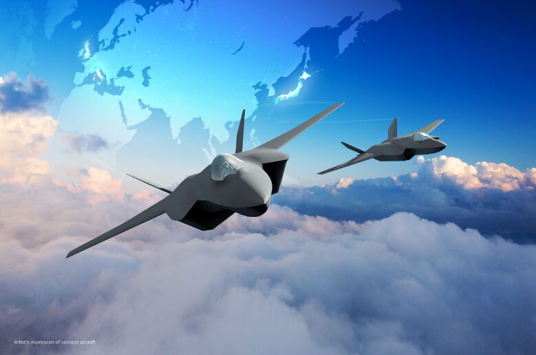 2機編隊で飛行中の戦闘機イメージ