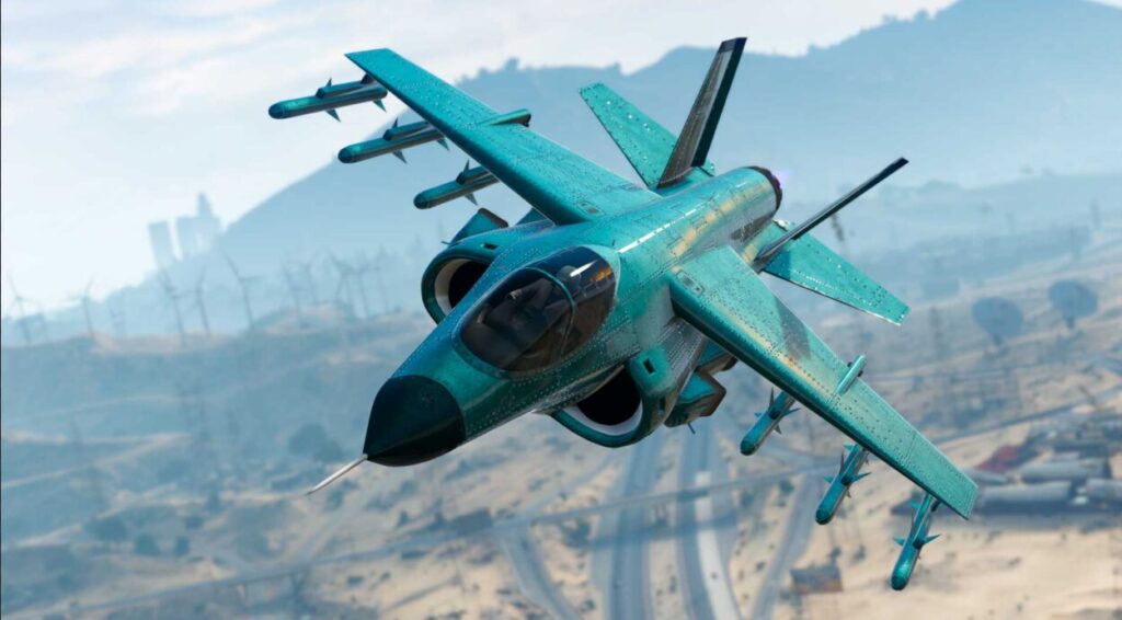 ゲーム画面で飛行中の戦闘機