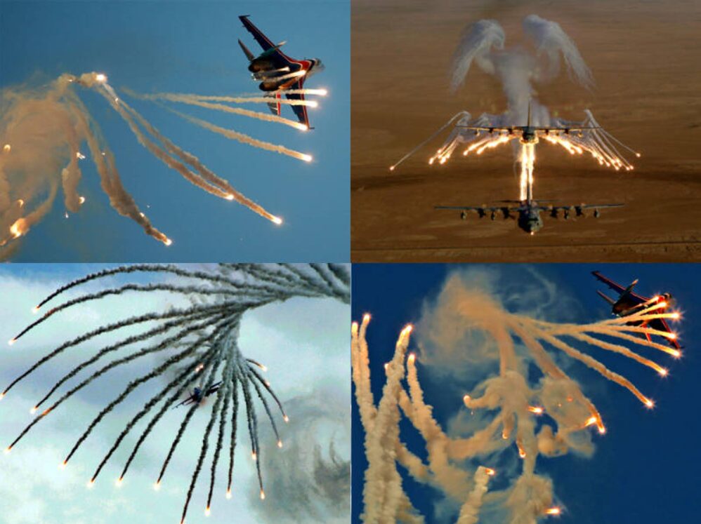 航空ショーでのフレア射出シーン
