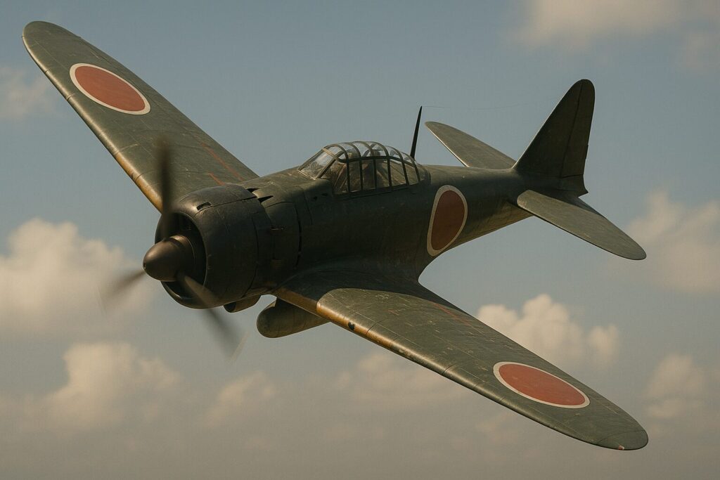 飛行中のレシプロ戦闘機