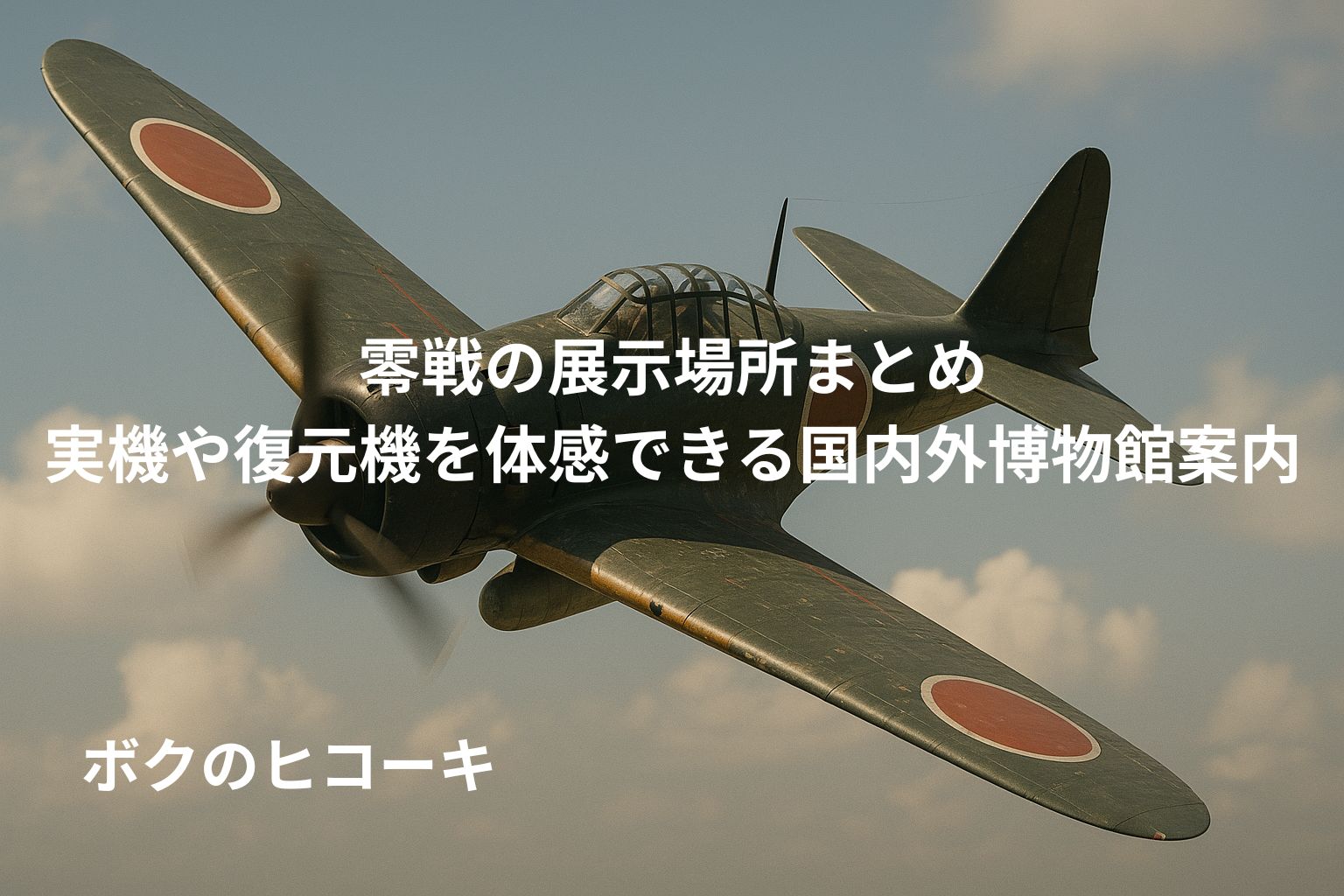 飛行中のレシプロ戦闘機とタイトル文字