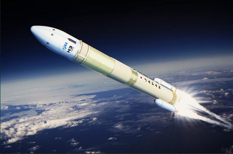 宇宙空間を飛行中のロケット