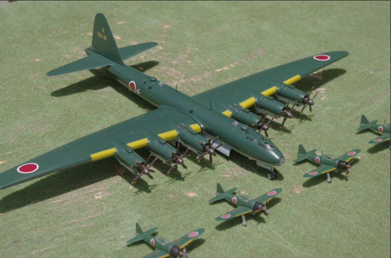 レシプロエンジンが6基ついている大型爆撃機のプラモデル