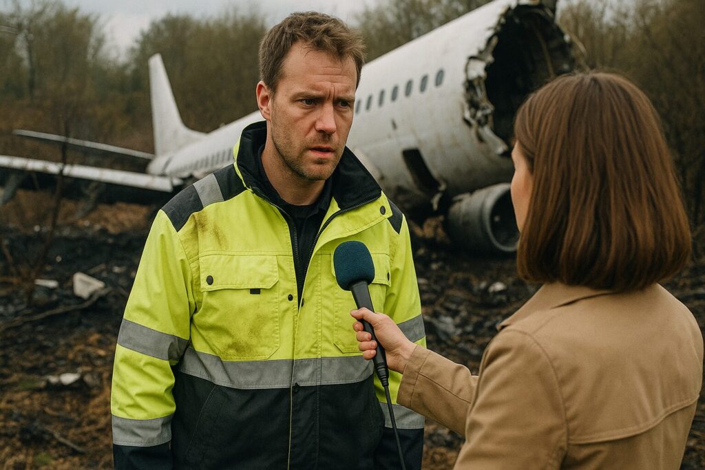 旅客機墜落現場でのインタビュー