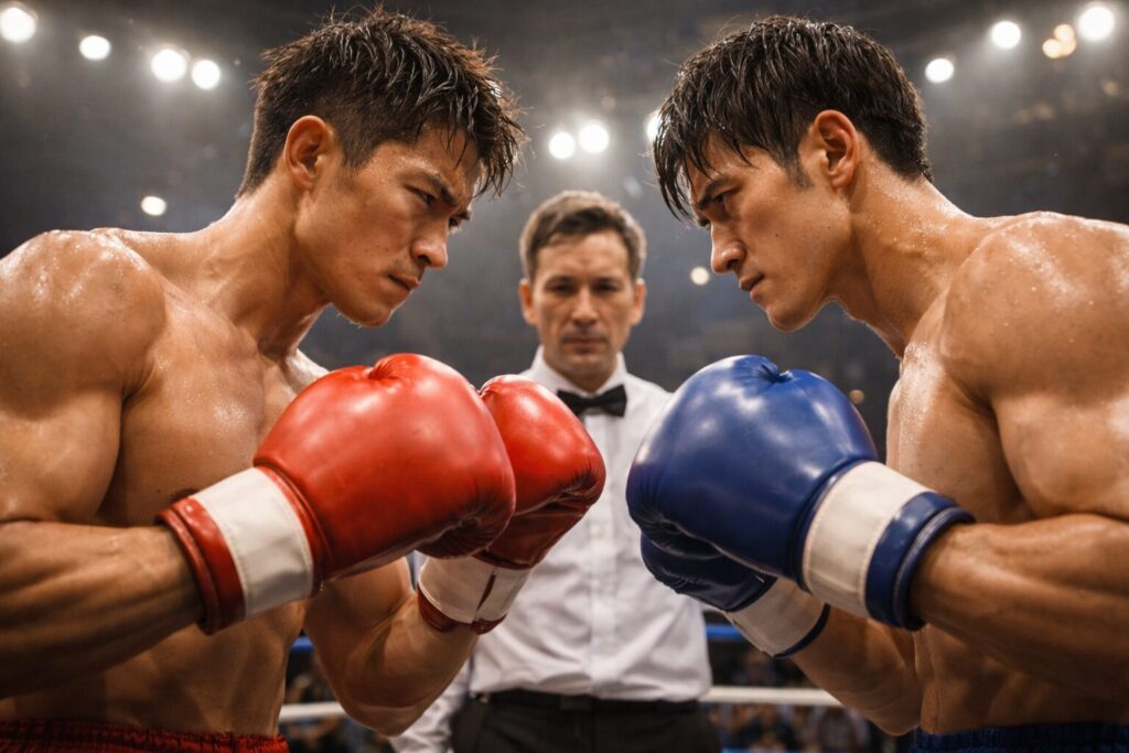 リングで相対するライバルのボクサー