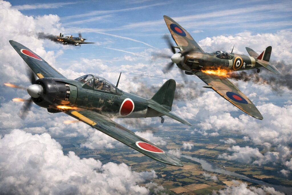 零戦とスピットファイアの空中戦