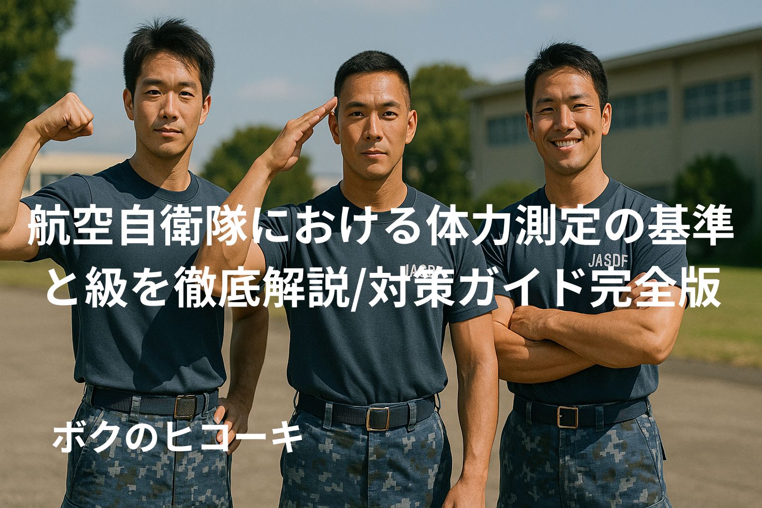 ポージングをする3人の航空自衛隊員