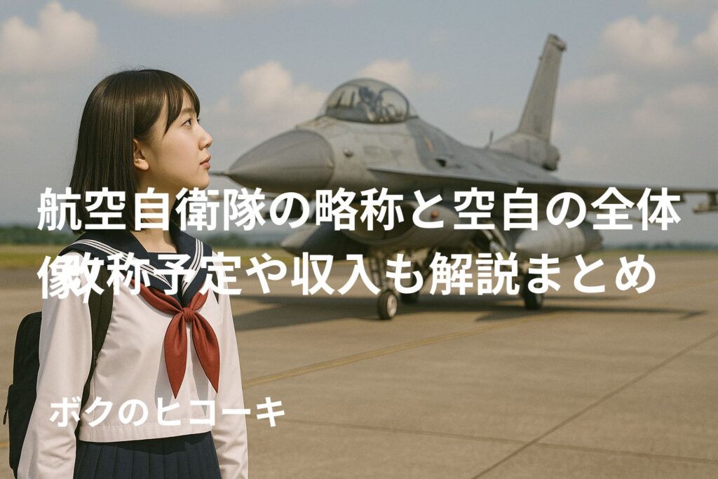 自衛隊戦闘機を見つめる女子高生
