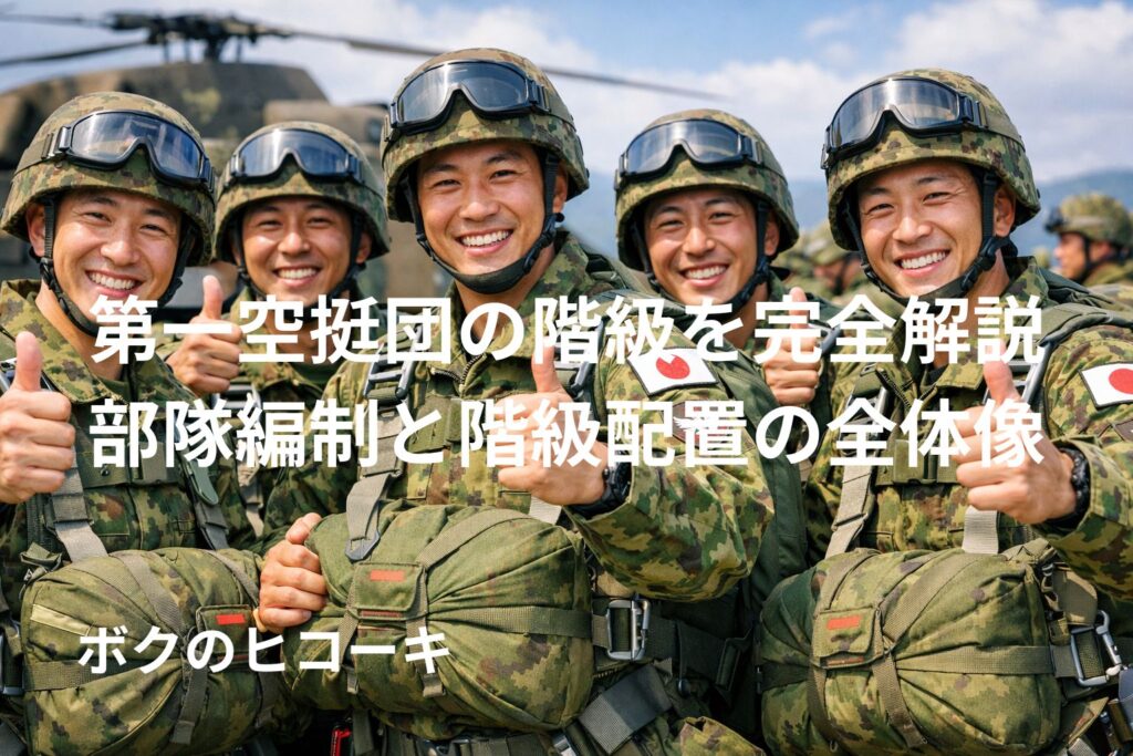 笑顔で親指を立てる空挺団員たち