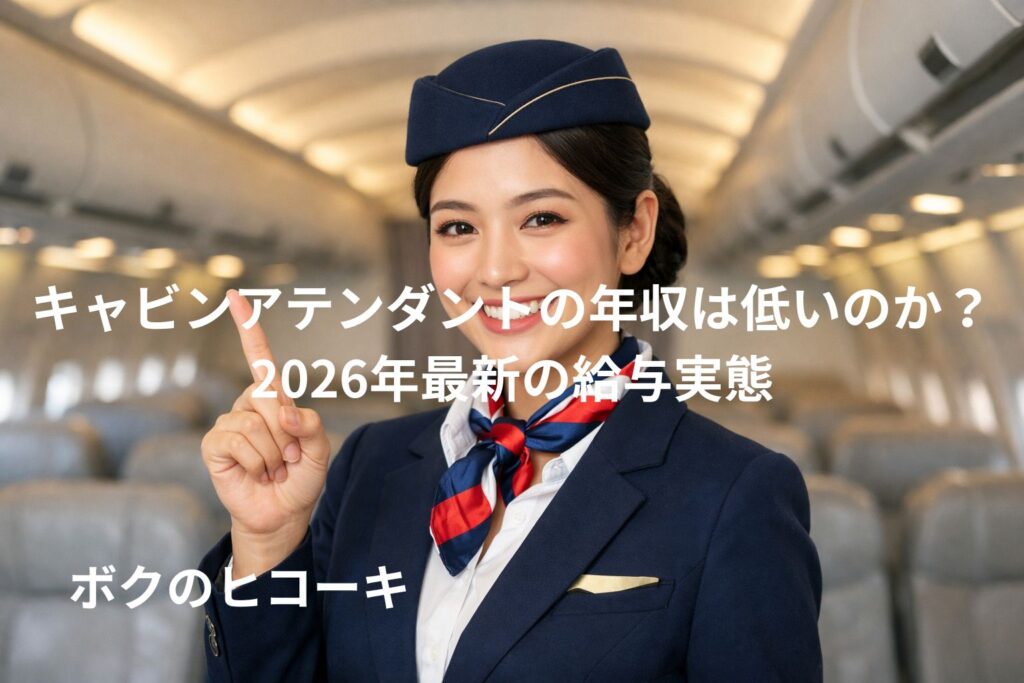 笑顔で人差し指をたてる女性キャビンアテンダント