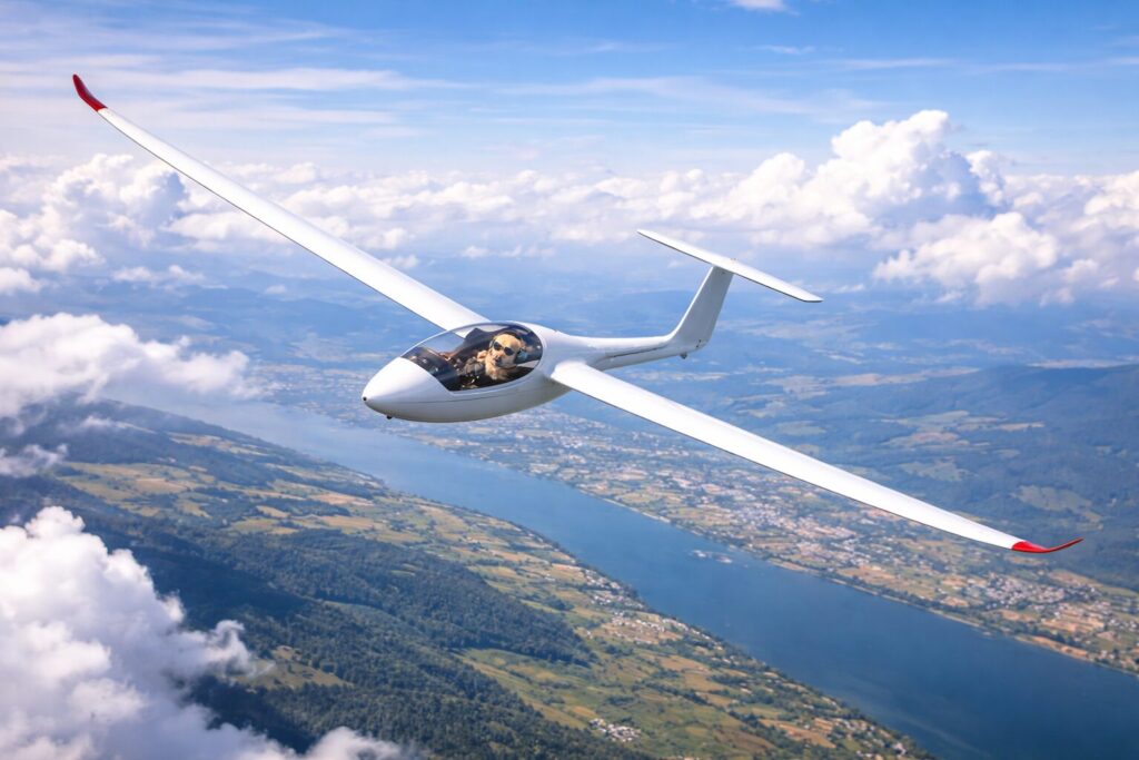 優雅に旋回するグライダー