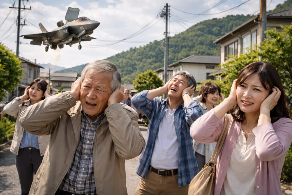 騒音に耳をふさぐ住人たち