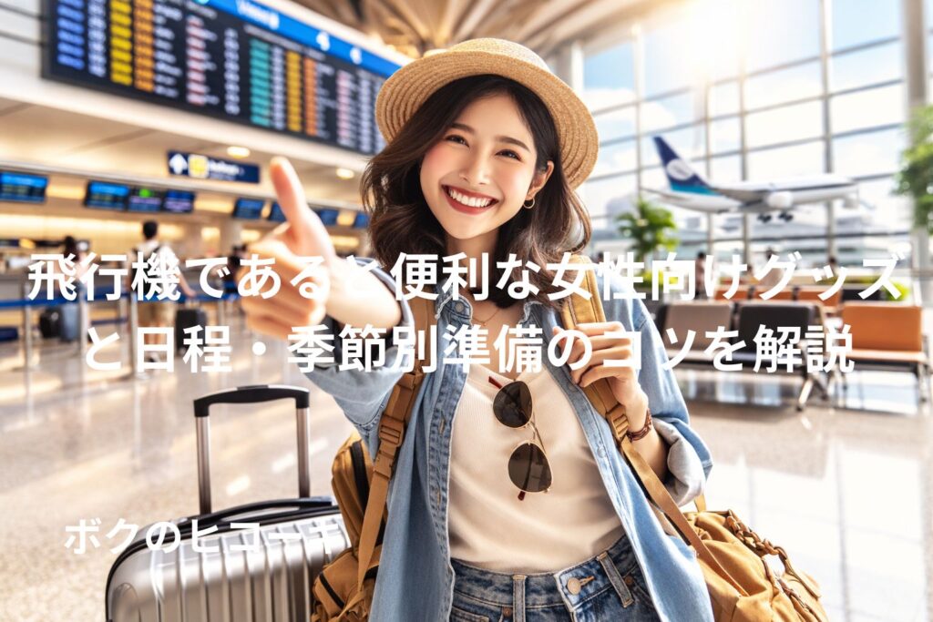 空港で笑顔で親指を立てる女性旅行者