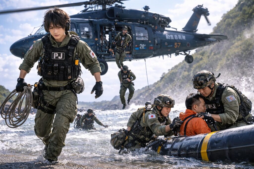 航空救難団の訓練風景