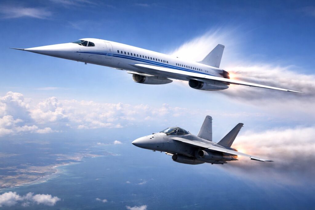 超音速大型旅客機と小型ジェット戦闘機