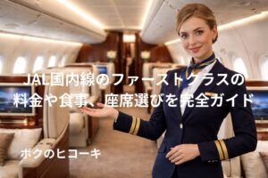 ファーストクラスを案内する女性CA