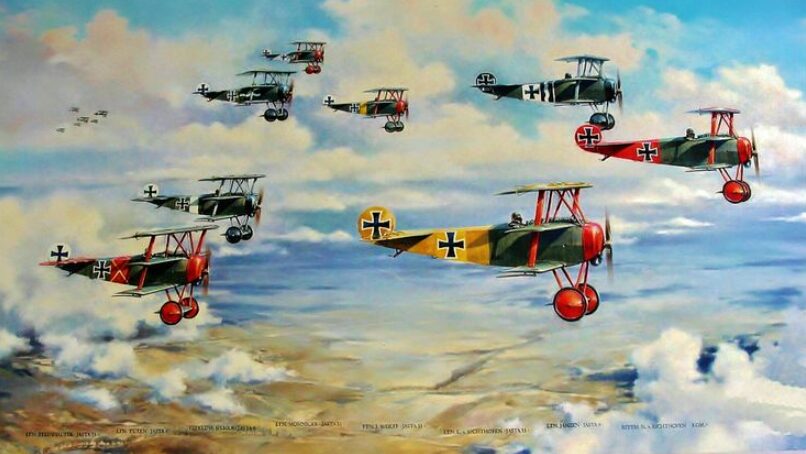 第一次大戦のドイツ空軍編隊イラスト