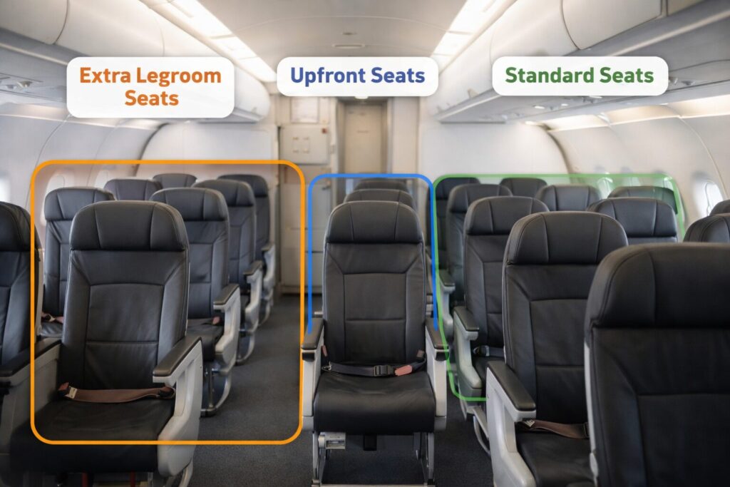 座席指定はどこまで含むかをイメージした写真風画像