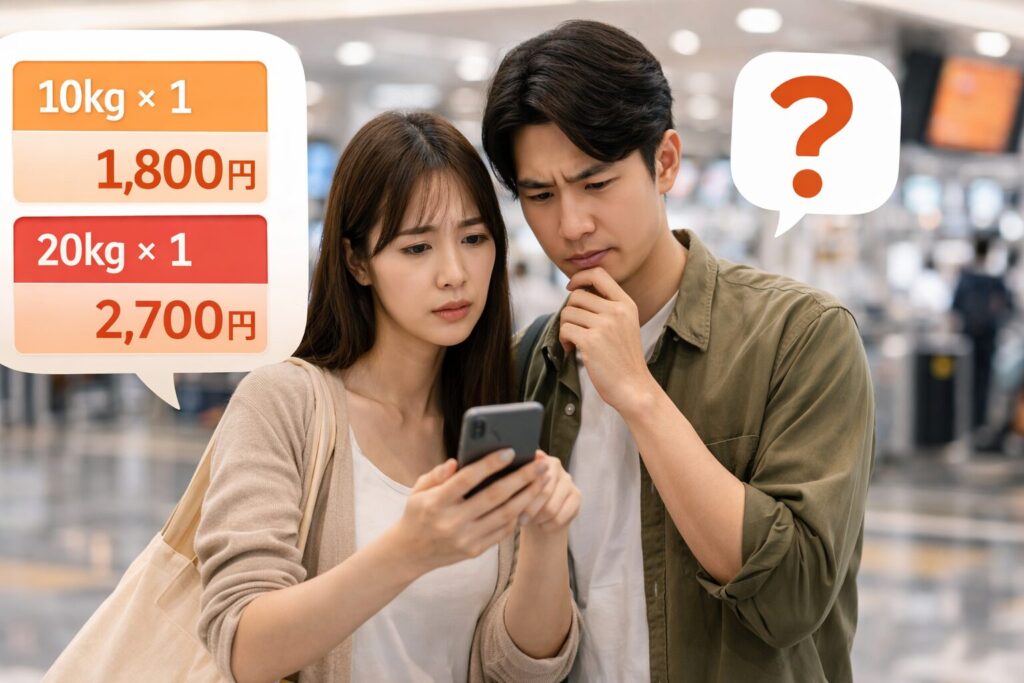 預け荷物の料金の見方で迷いやすいポイントイメージ画像