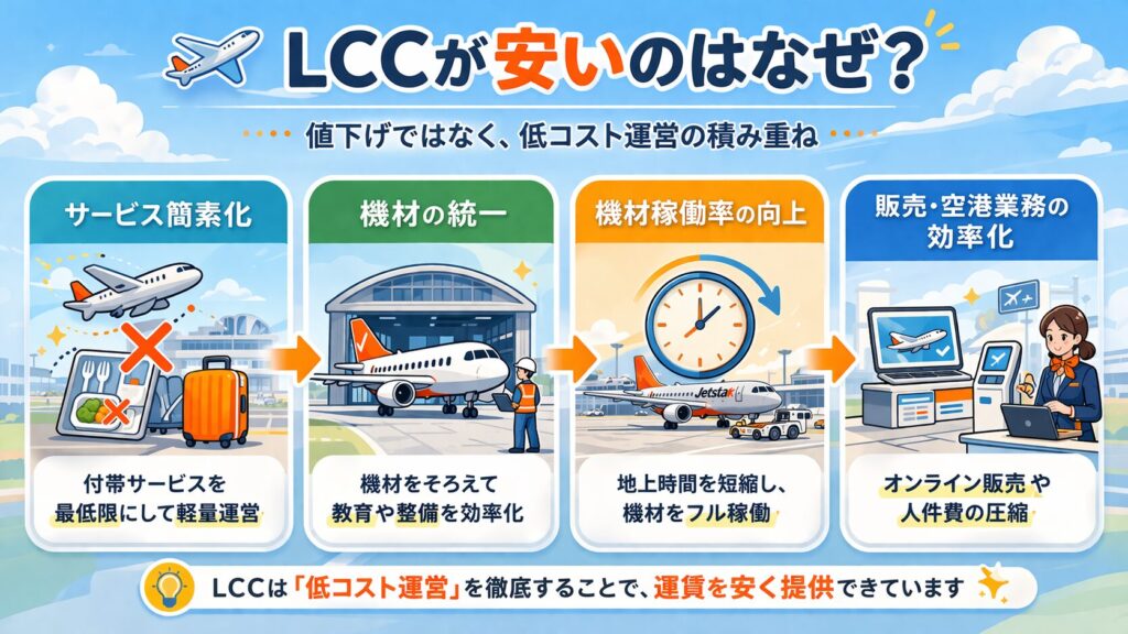 LCC全体が安い理由の全体図