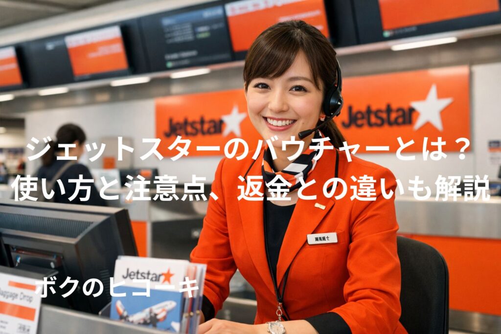 空港内のカウンターで微笑む女性スタッフ