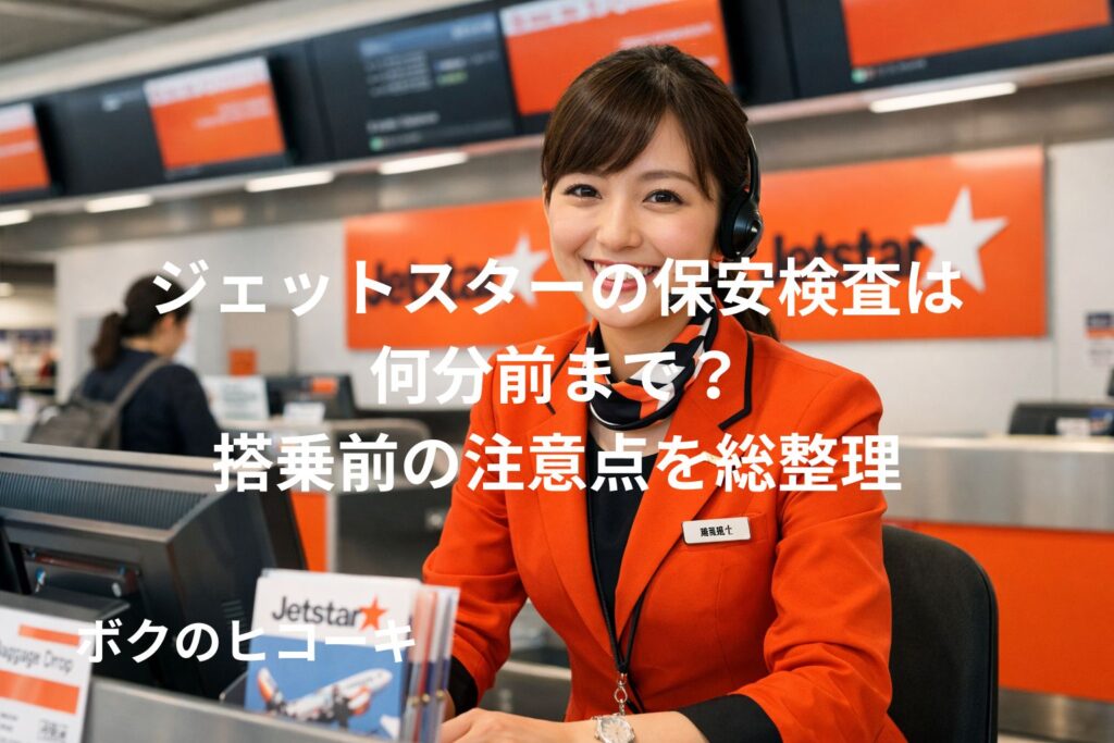 ジェットスターのカウンターで微笑む女性スタッフ