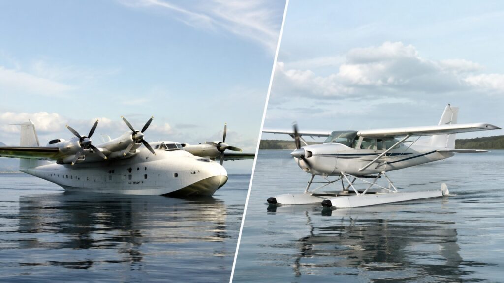飛行艇とフロート水上機の構造の違いを比較できる水上機の画像