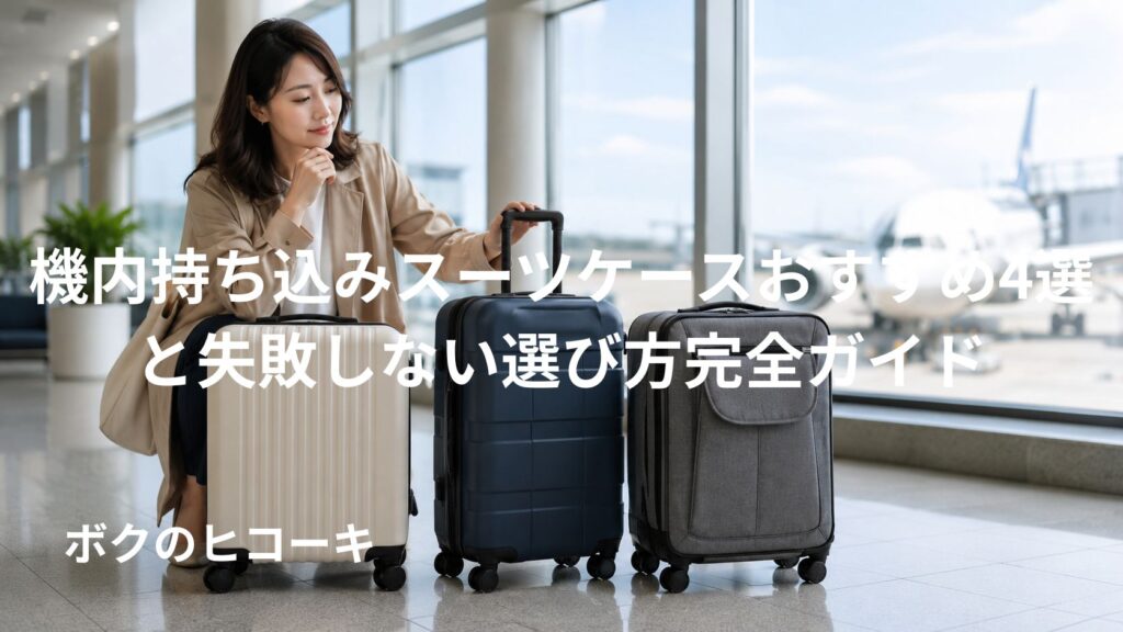 機内持ち込み用のスーツケース選びに迷う女性