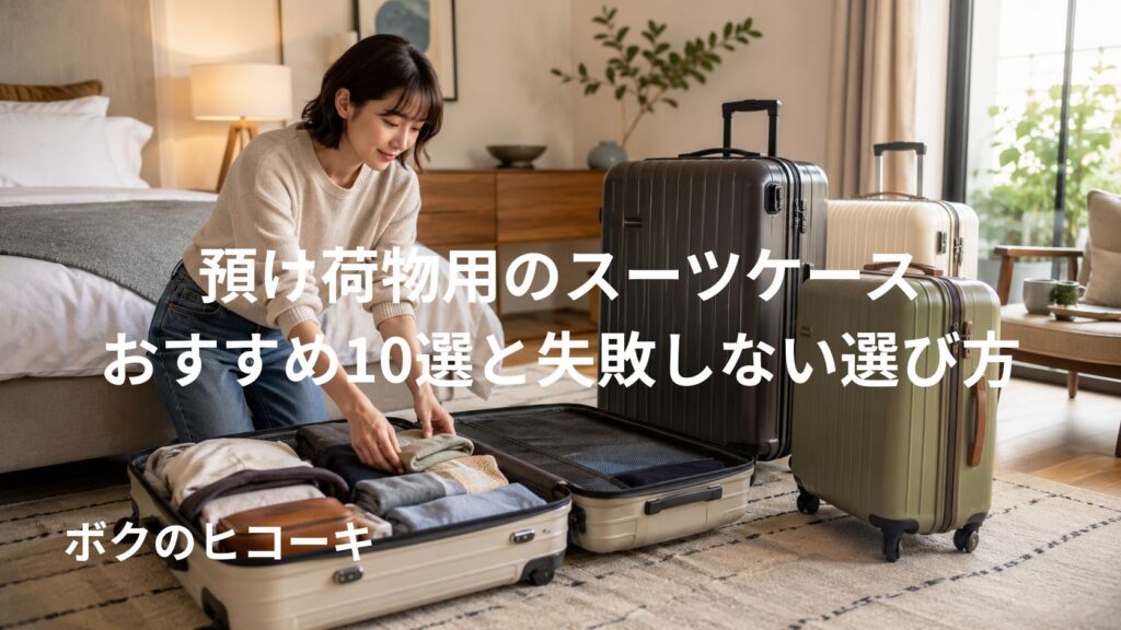 旅行に向けて大型スーツケースへ衣類を詰める日本人女性