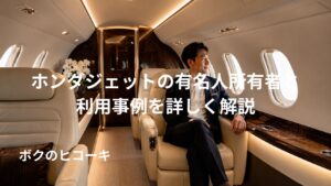 小型ビジネスジェットの高級キャビンでくつろぐ日本人ビジネス客