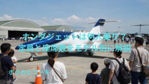 駐機中の小型ビジネスジェット機と搭乗を待つ乗客