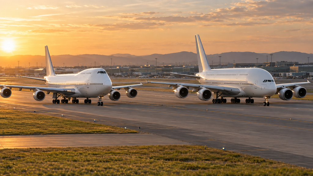 ボーイング747系とエアバスA380系の二階建て構造を比較した大型旅客機