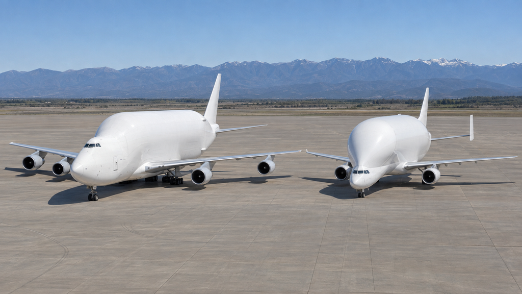 ドリームリフターとベルーガXLの機体サイズ比較