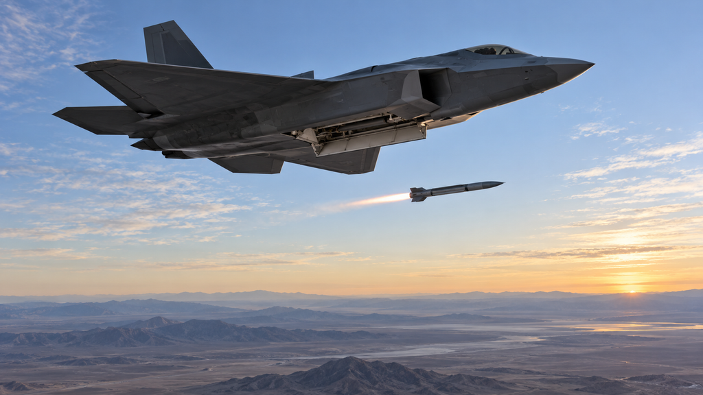 ステルス戦闘機から試験発射される次世代空対空ミサイル